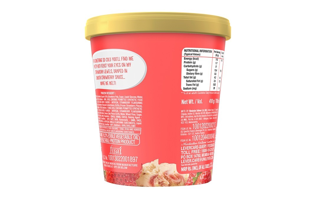 Kwality Walls Sweetie Pie Strawberry Cheesecake   Cup  700 millilitre